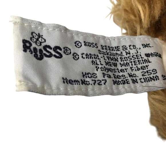 Vintage RUSS Gregory Teddy Bear 6" Plush Maroon Bow Shaggy Mohair Look Eyebrows - Picture 7 of 7